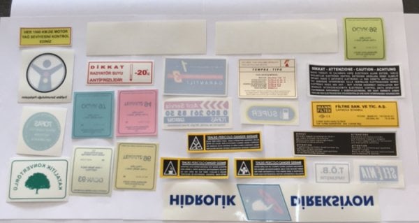 Etiket Takımı Full 25 Parça | Fiat Tempra Tipo